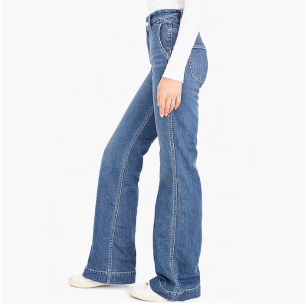 29 🔖 J.Crew Jeans High Rise Wide Leg Trouser Pants Light Lagoon Blue K5200